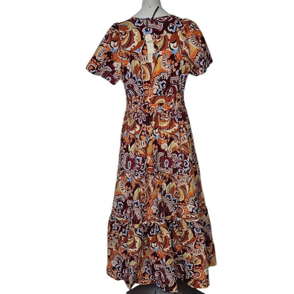 Anthropologie The Somerset Maxi Dress, Smocked, Tiered, V-Neck, Cotton, Size M - Picture 2 of 9